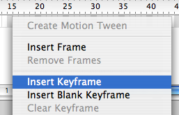 Creating a keyframe