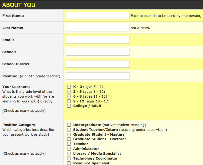 Continue account creation