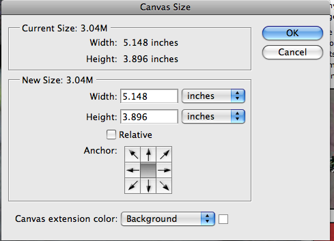 Canvas size options