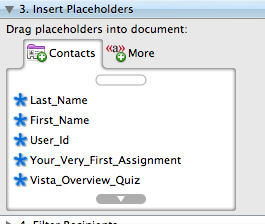 Inserting data placeholders
